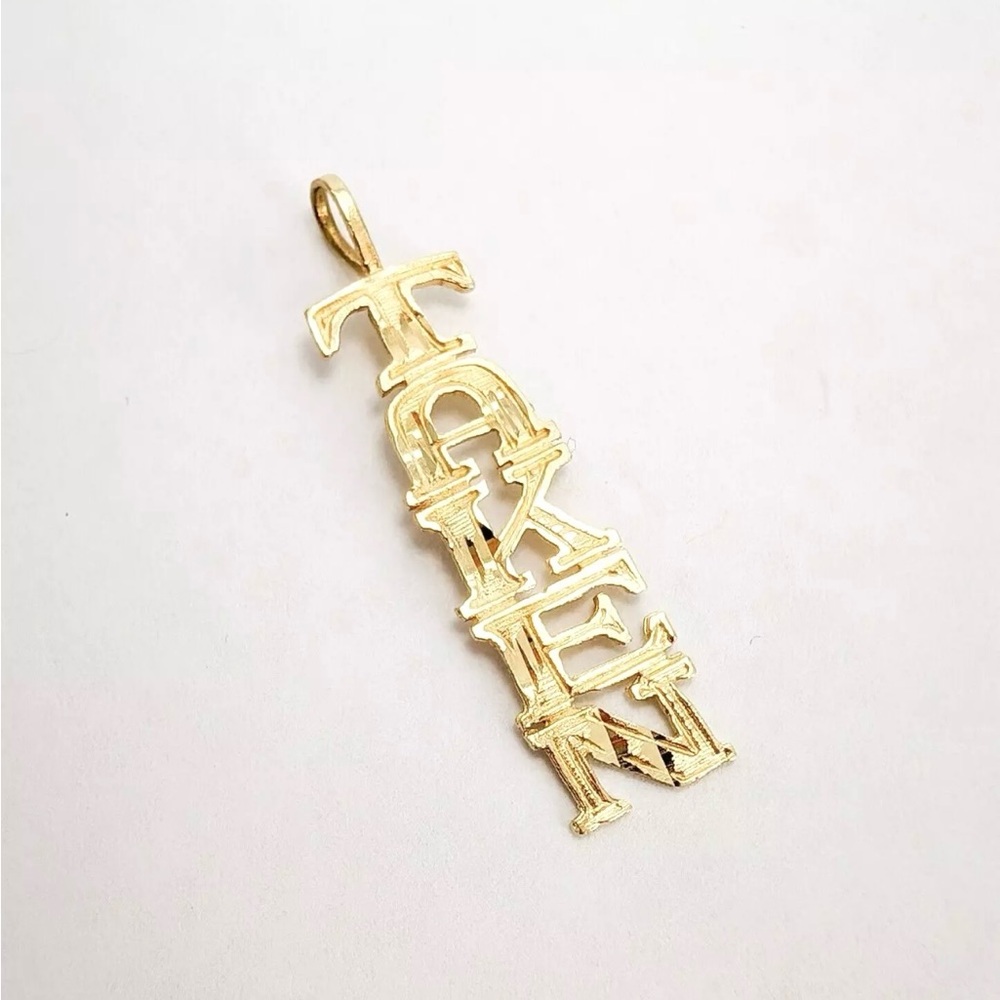 14K Yellow Gold Taken Charm Pendant Vintage